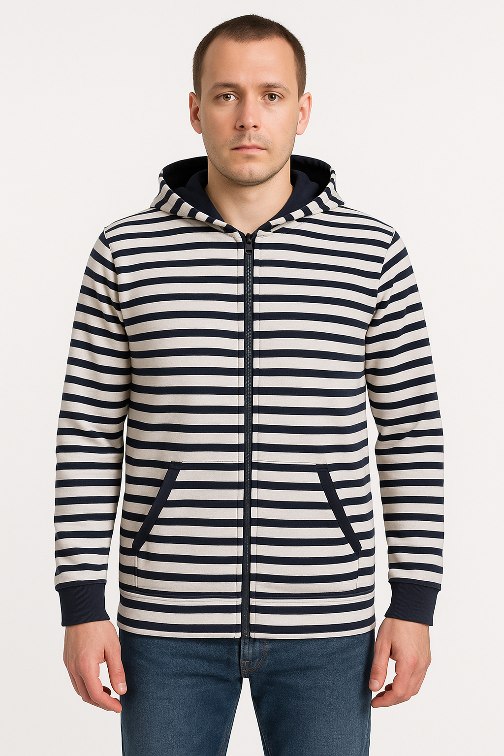 Gilet  rayé (marin) zippé molletonné - Modèle Safran