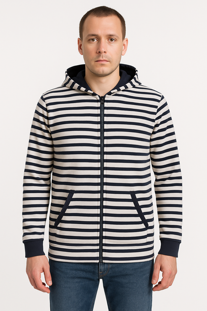 Gilet  rayé (marin) zippé molletonné - Modèle Safran