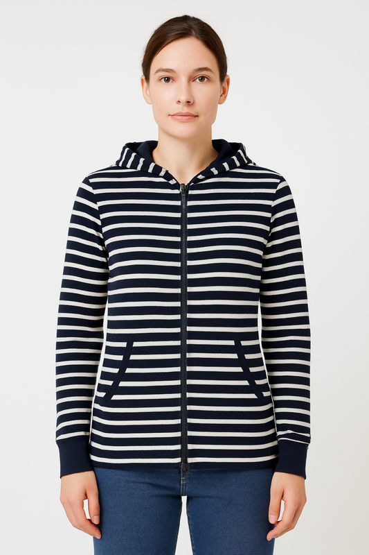 Gilet  rayé (marin) zippé molletonné - Modèle Safran