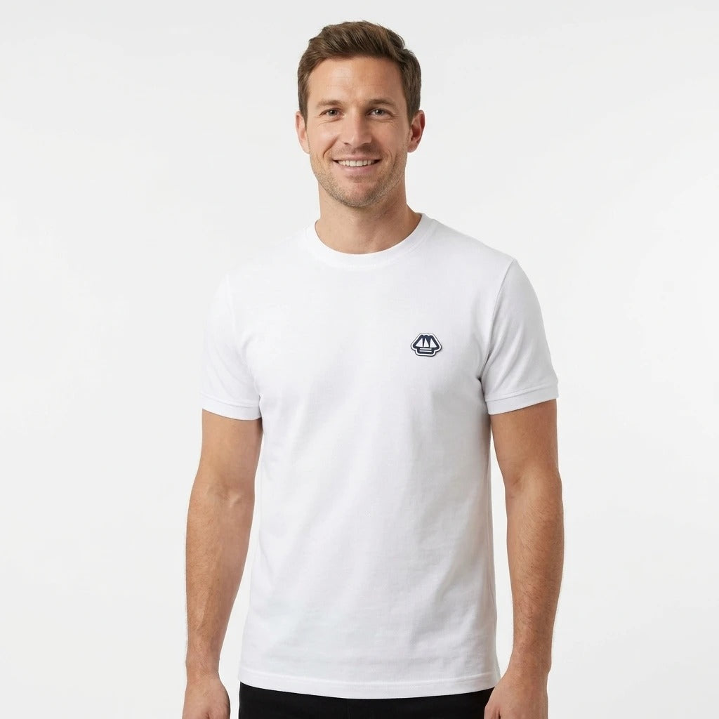 T-shirt homme manches courtes Romain Hublot blanc porté