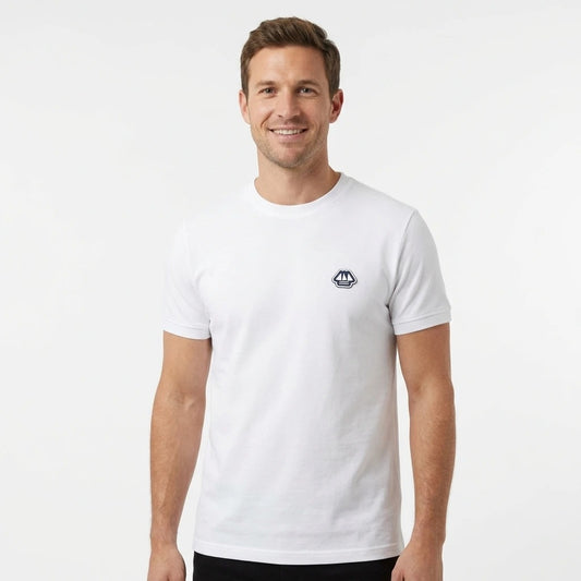 T-shirt homme manches courtes Romain Hublot blanc porté
