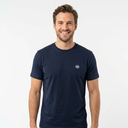 T-shirt homme manches courtes Romain Hublot marine porté
